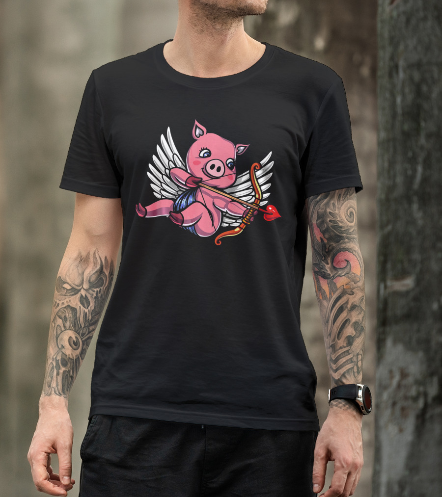Cupid Pig Valentines Day Love Women T-Shirt