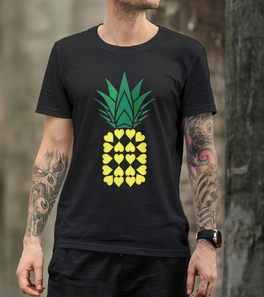 Pineapple Heart Pattern Valentine Day T-Shirt