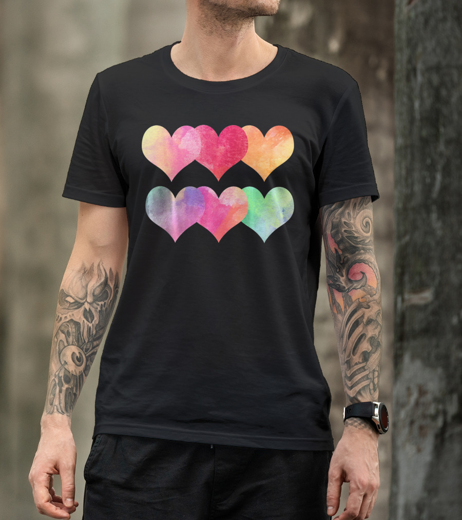 Adorable Pastel Hearts Valentines Day Love T-Shirt