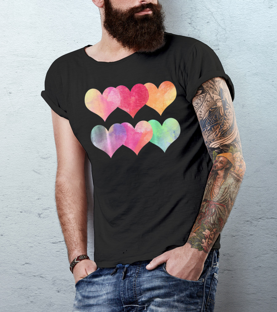 Adorable Pastel Hearts Valentines Day Love T-Shirt