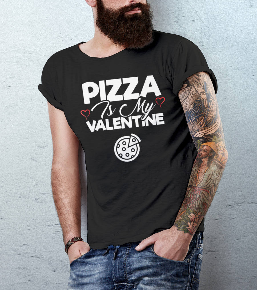 Pizza Is My Valentine Cute Pizza Love Hearts T-Shirt
