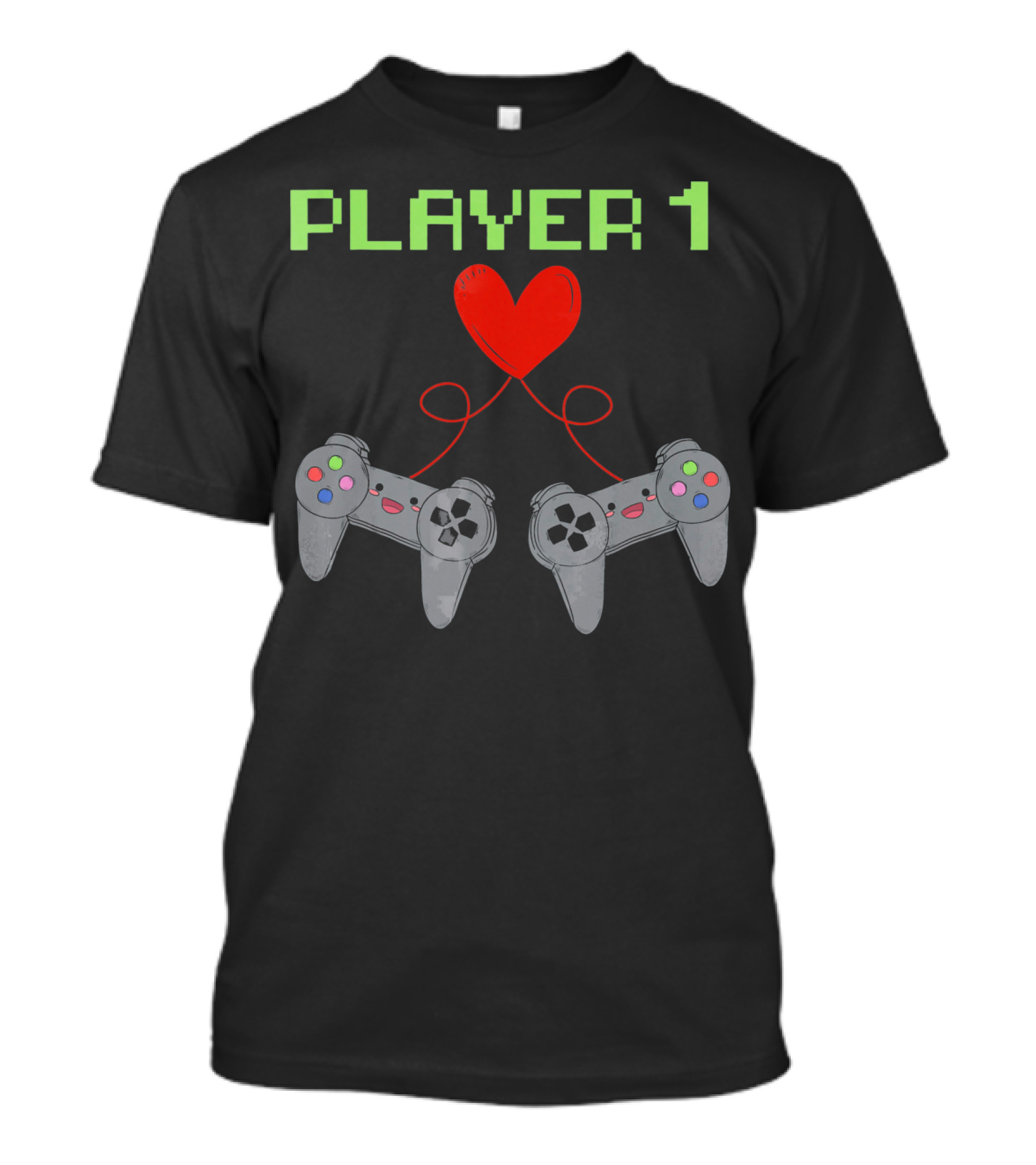 Player 1 Heart Controllers Valentine's Duo T-Shirt