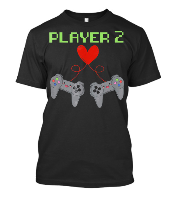 Player 2 Valentine Heart Game Controllers T-Shirt