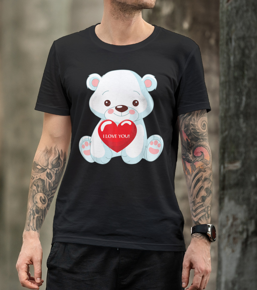 Polar Bear Holding Heart I Love You T-Shirt