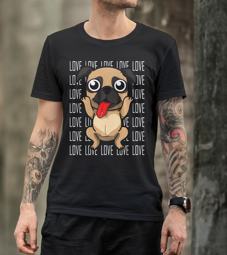 Love Pug Valentines Day Dog Lovers Pug T-Shirt