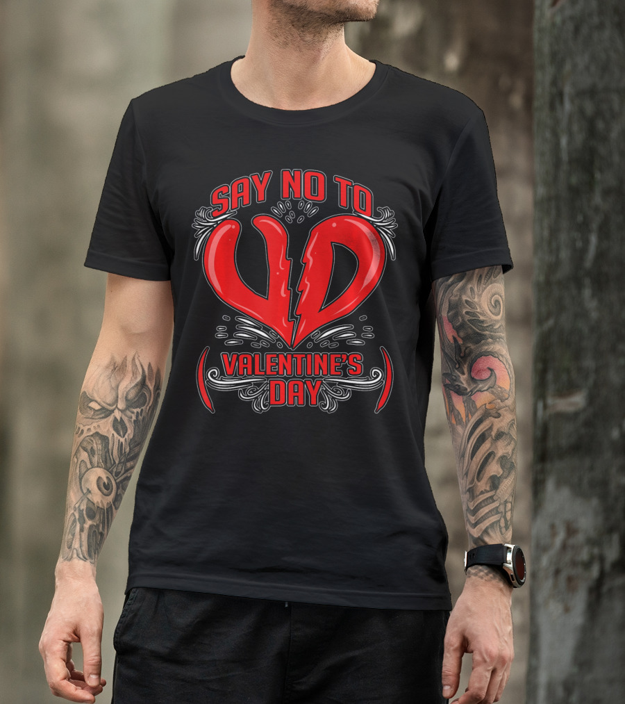 Say No To V.D. (Valentine's Day) Anti Val Heart T-Shirt