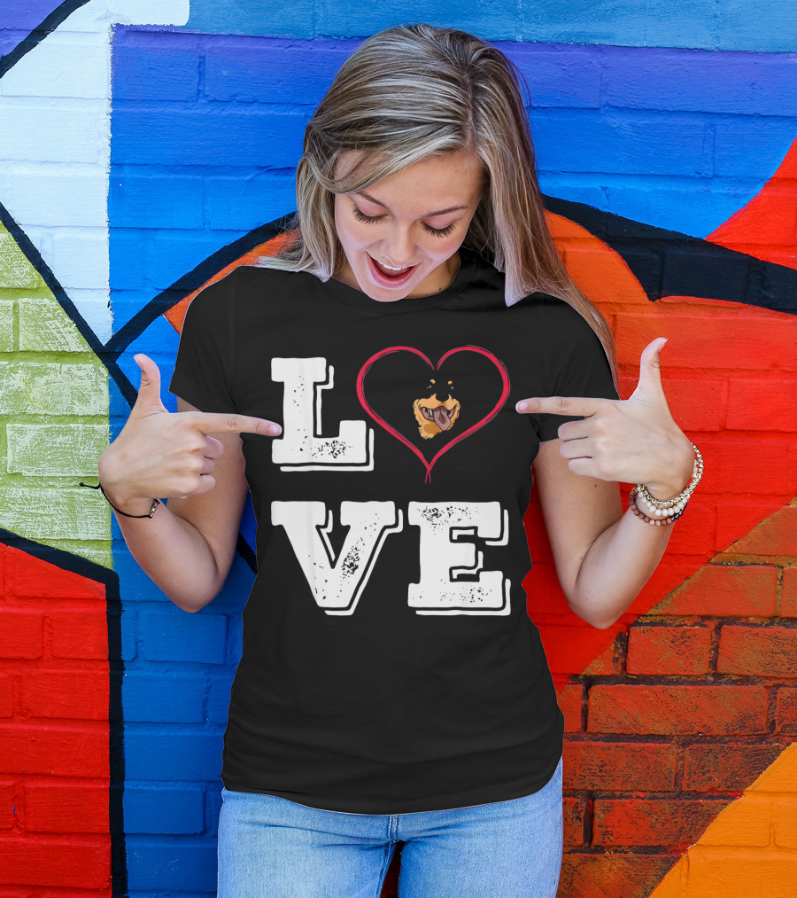 LOVE Rottweiler Lover Dog Heart Face T-Shirt