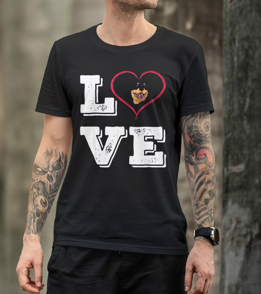 LOVE Rottweiler Lover Dog Heart Face T-Shirt