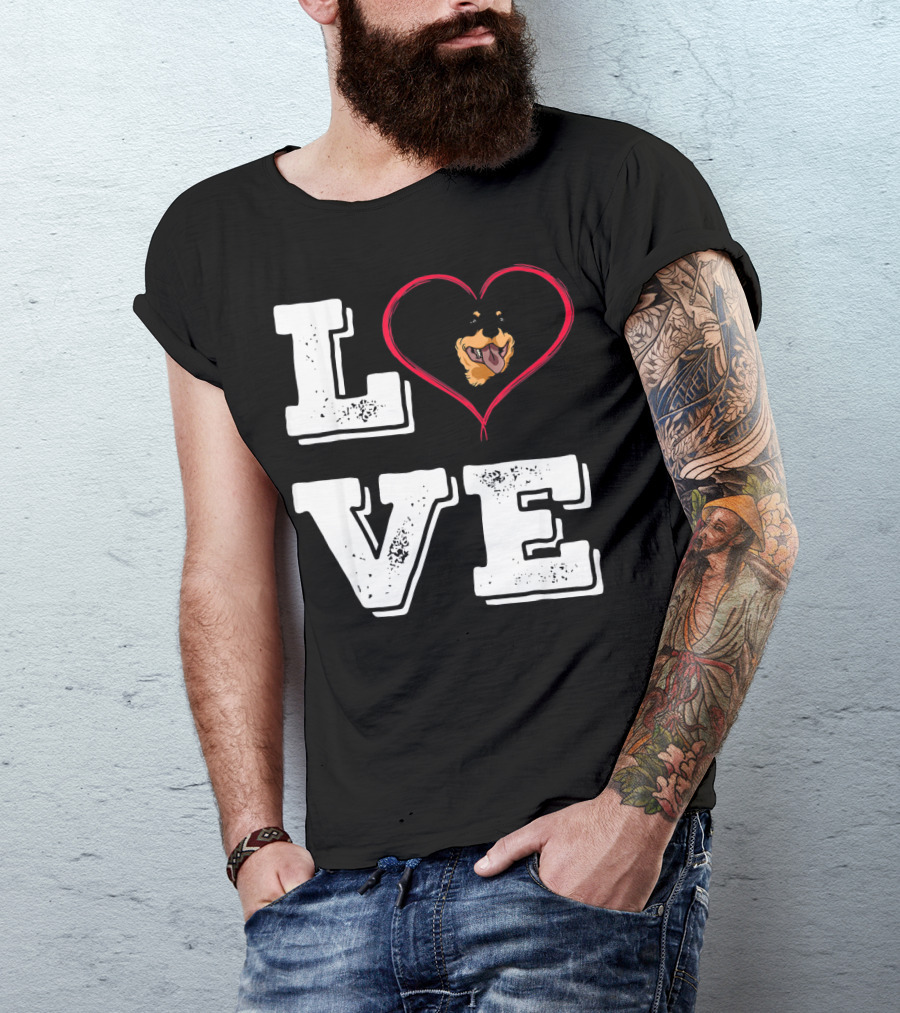 LOVE Rottweiler Lover Dog Heart Face T-Shirt