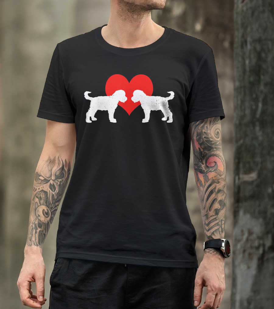 Schnoodle Heart Valentines Red Love Pair T-Shirt