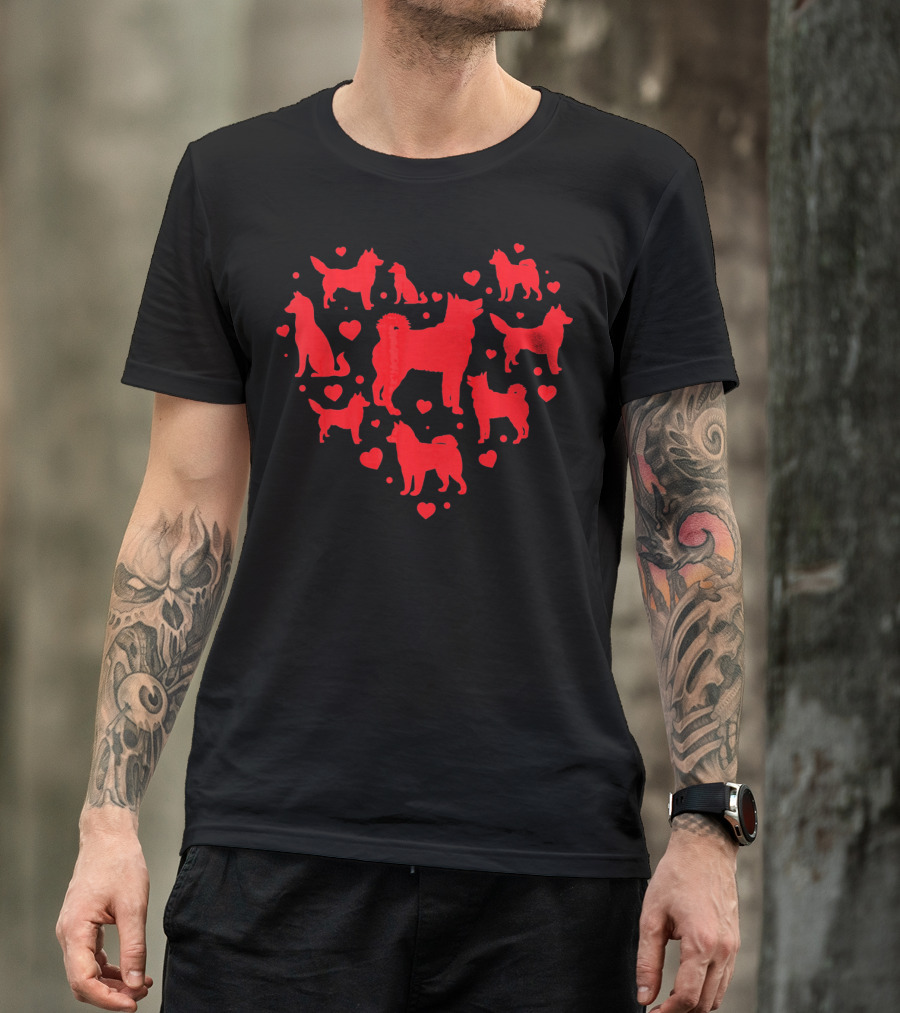 Siberian Husky Heart Silhouettes Valentine's Day T-Shirt