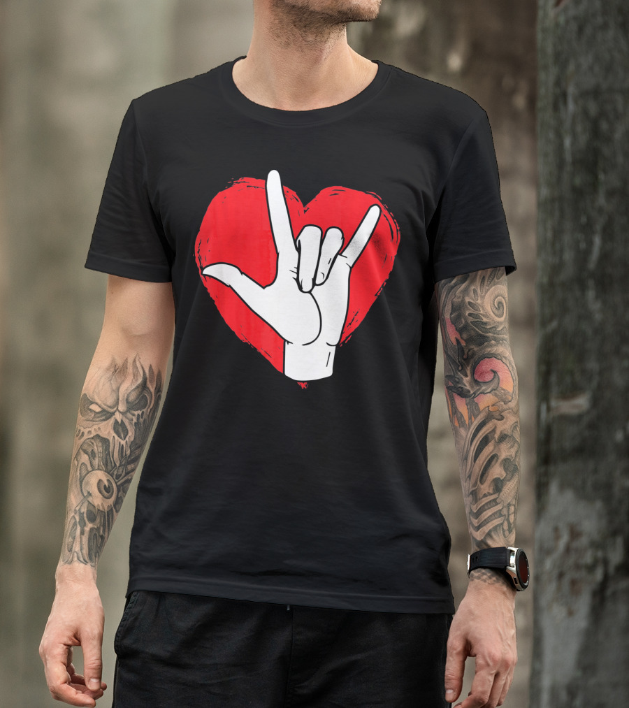 Sign Language I Love You ASL Heart Valentine's Gesture T-Shirt