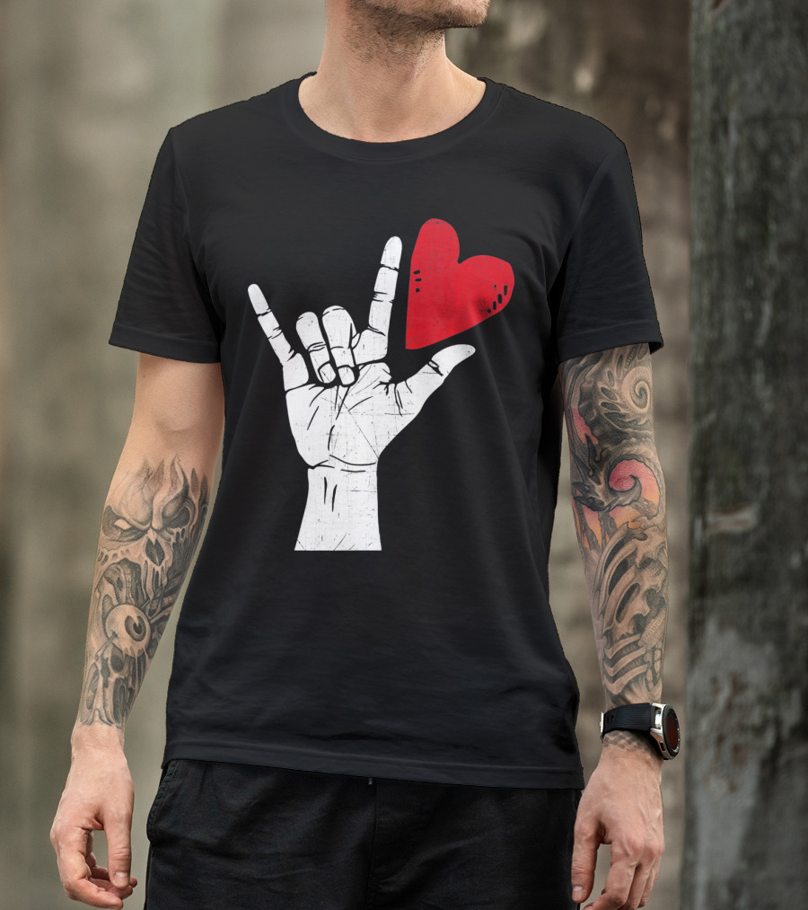 Sign Language I Love You Valentine Heart T-Shirt