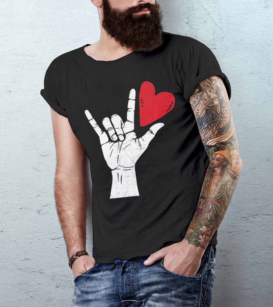 Sign Language I Love You Valentine Heart T-Shirt