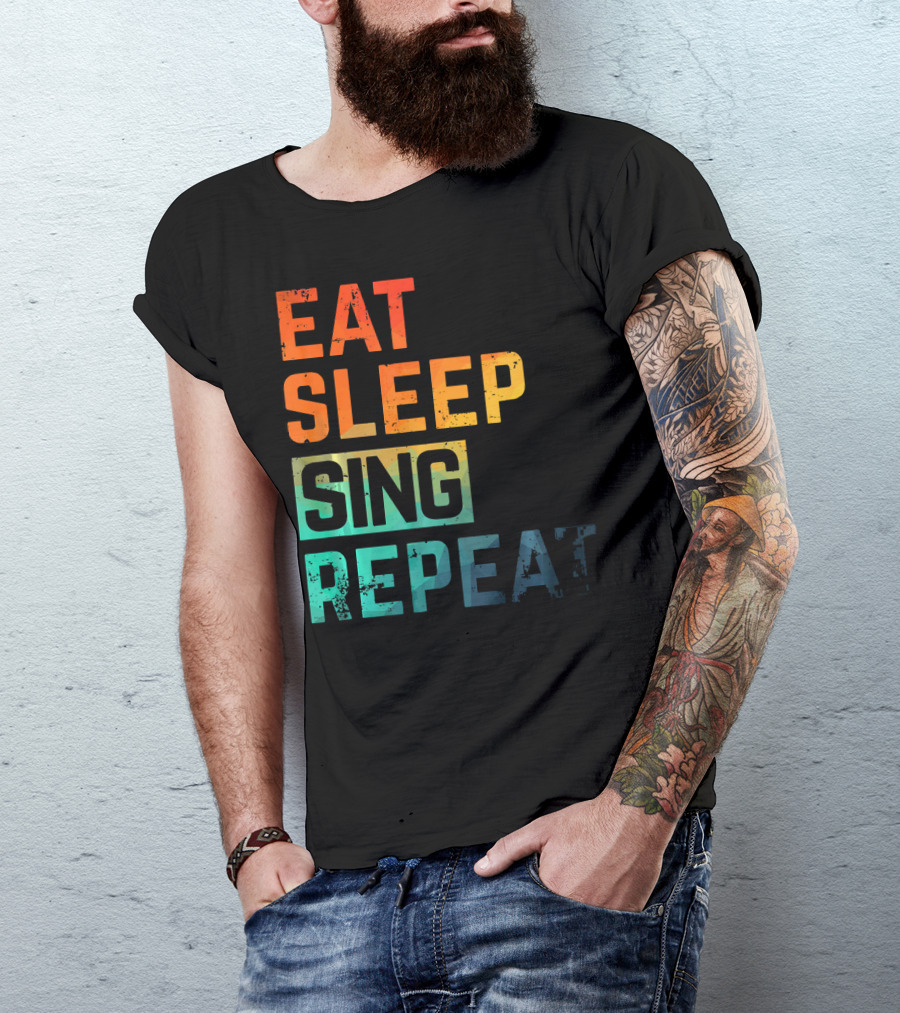 Eat Sleep Sing Repeat Watercolor Block Letters T-Shirt
