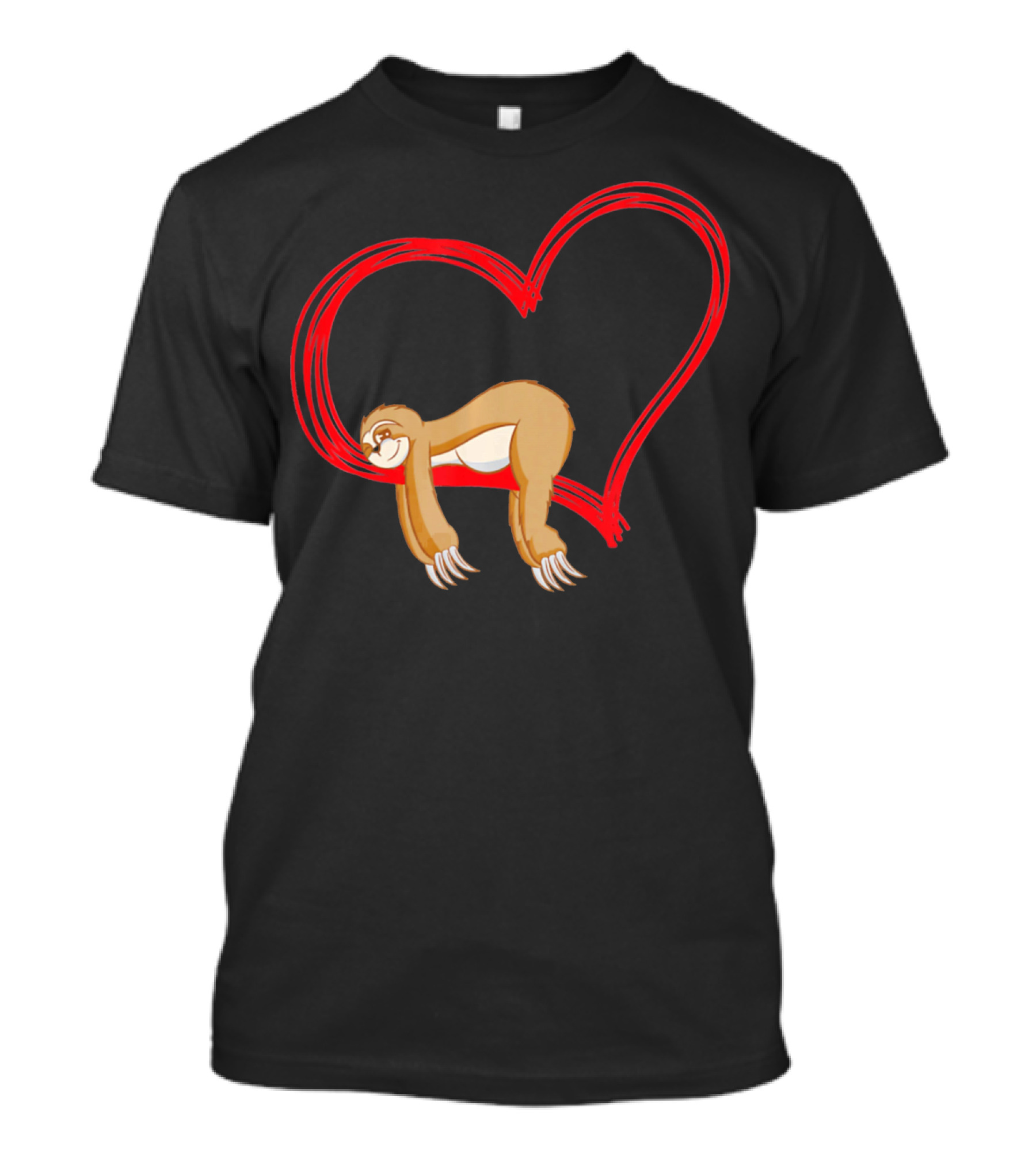 Sloth Hanging On Heart Valentines Funny Valentines T-Shirt
