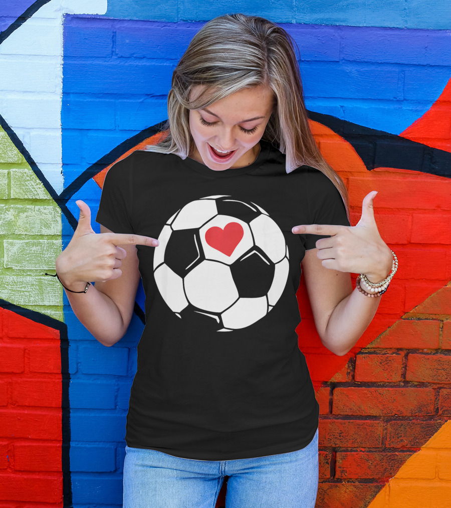 Soccer Valentines Day Heart In Soccer Ball T-Shirt