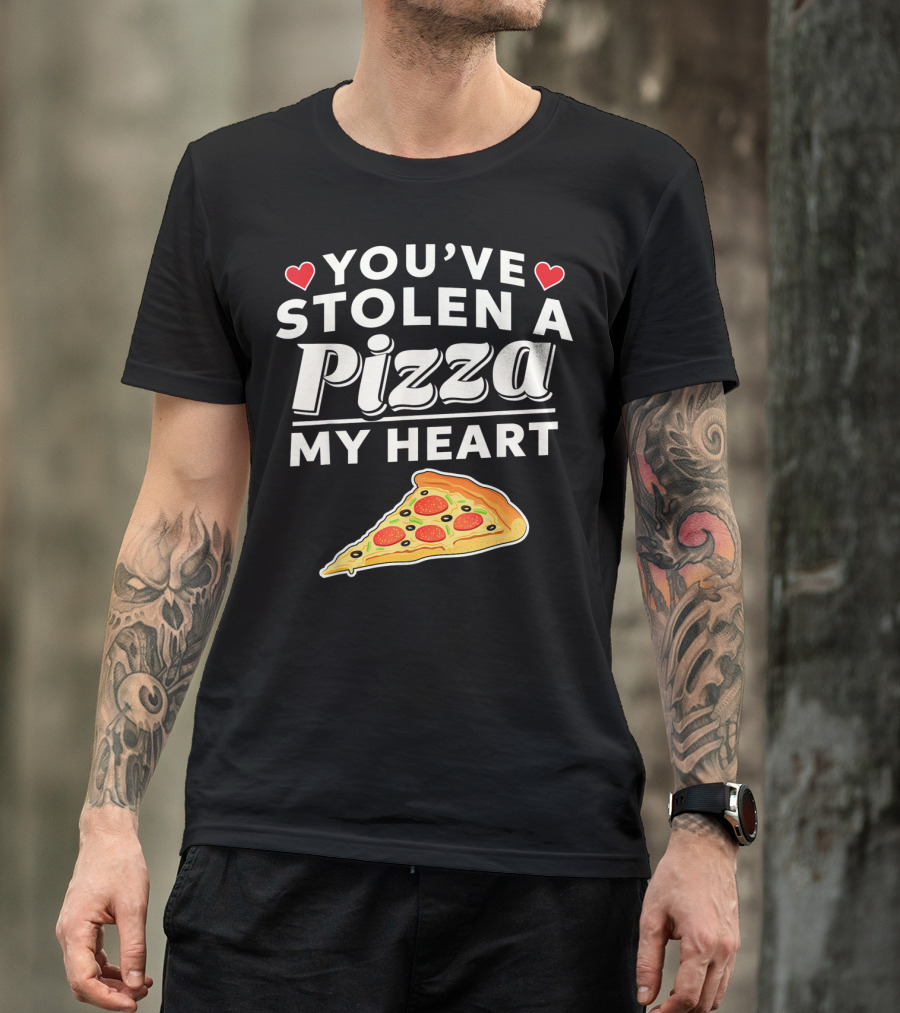 You've Stolen A Pizza My Heart Valentine's Funny Pizza Slice Hearts T-Shirt