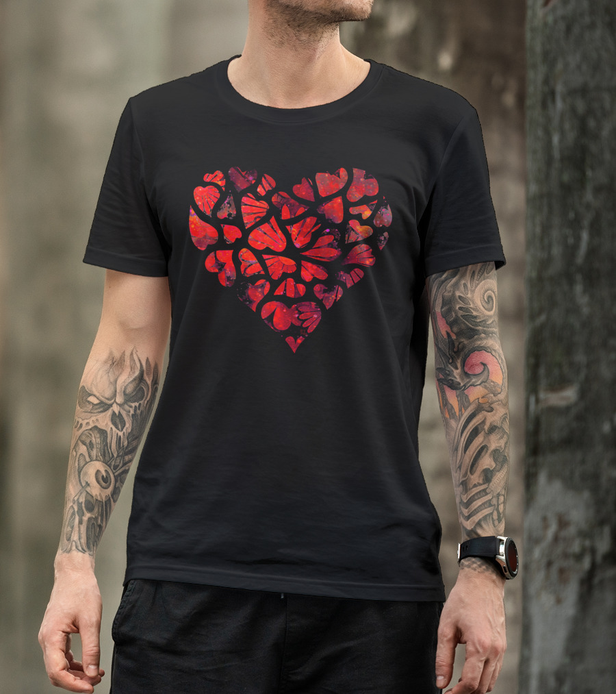 Tie Dye Style Romantic Heart Pattern For Couples T-Shirt