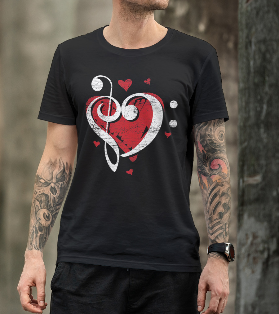 Treble Clef Heart Love Music T-Shirt