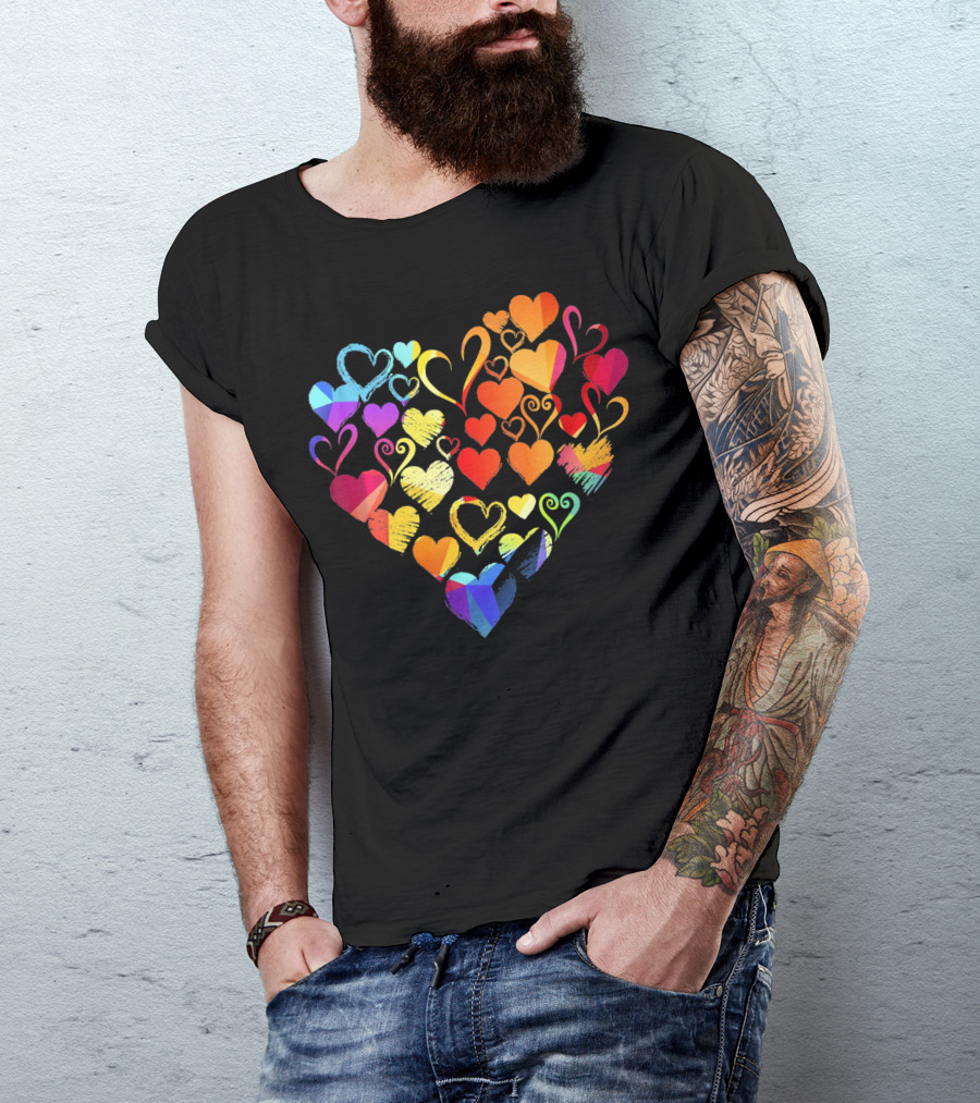 Tye Dye Heart Candy Couples Romantic Valentine Colorful Hearts T-Shirt