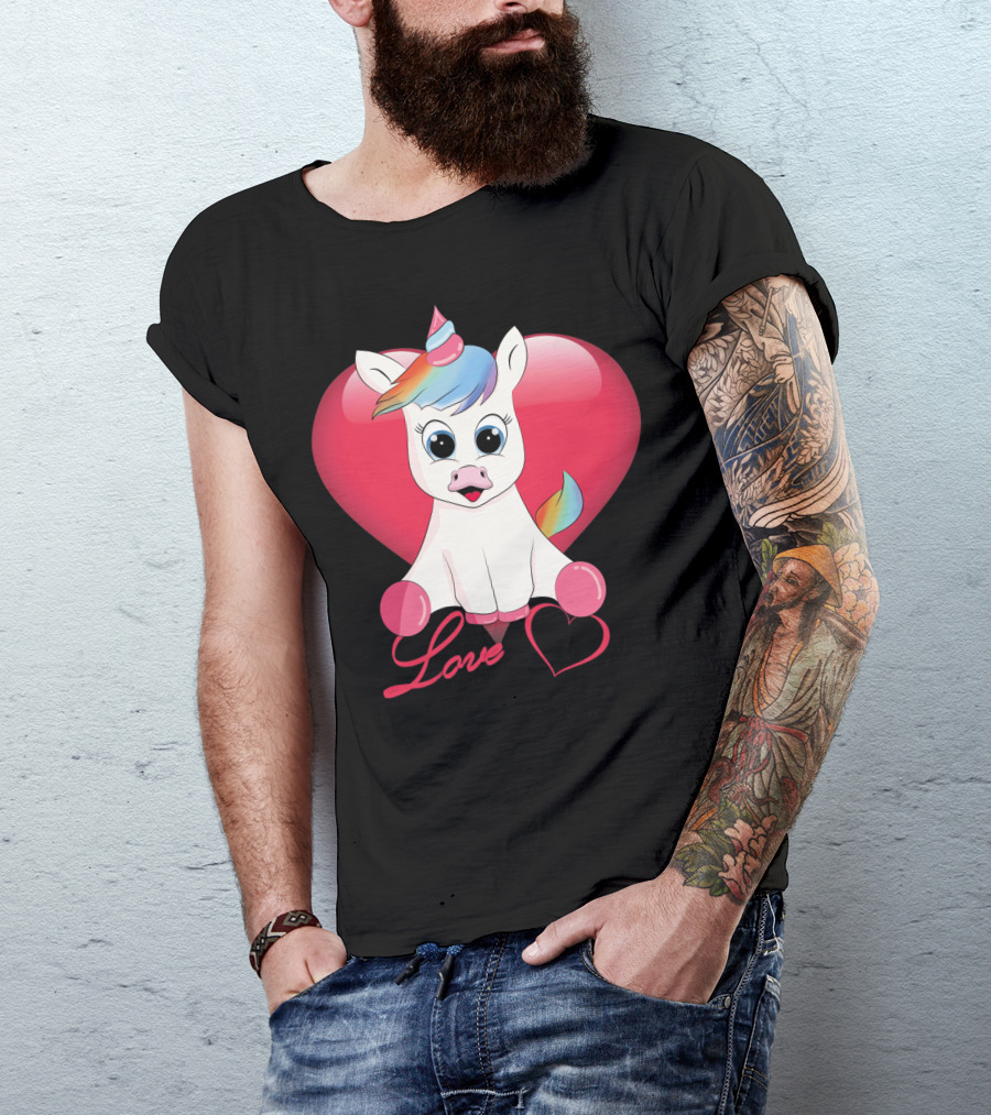 Love Unicorn Heart Valentines Day T-Shirt