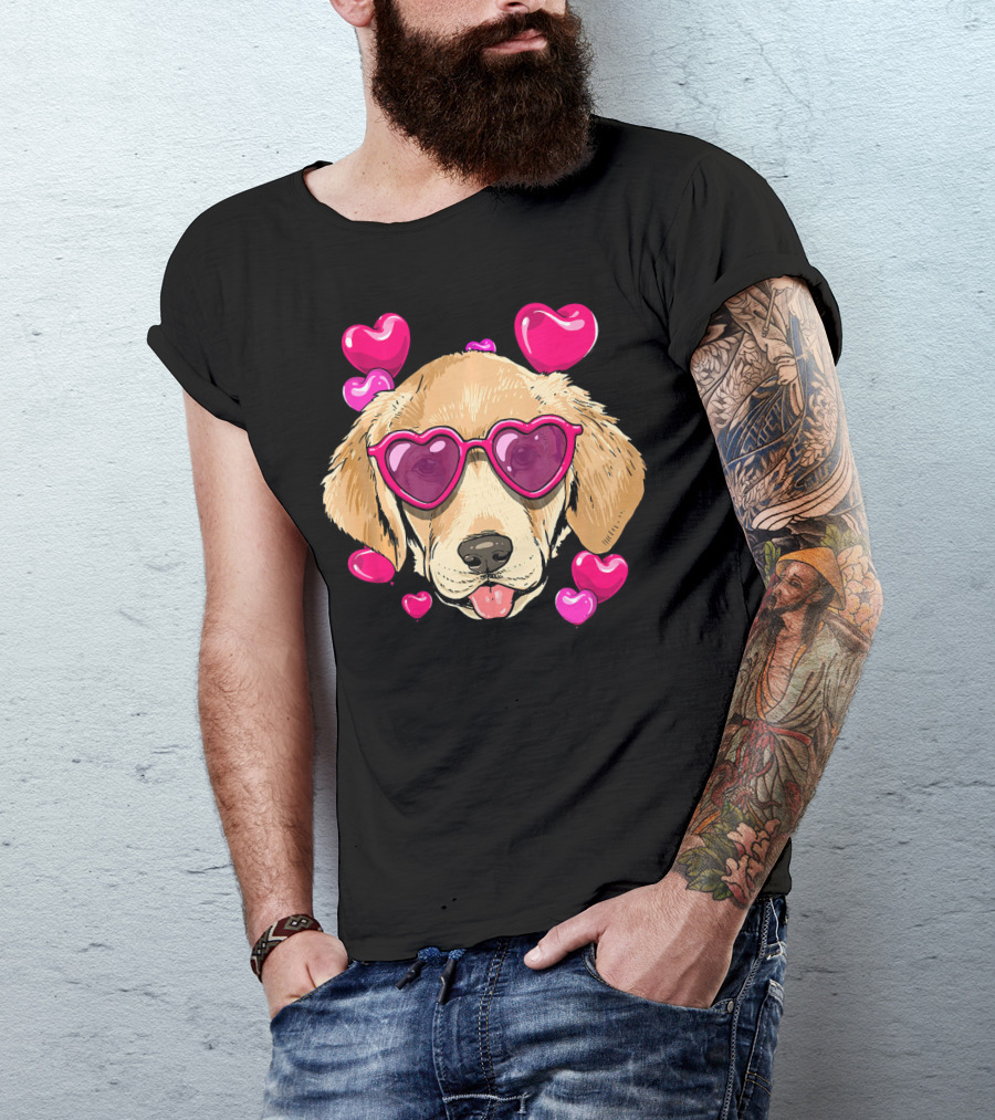 Labrador Retriever Heart Sunglasses Valentines Day Hearts T-Shirt