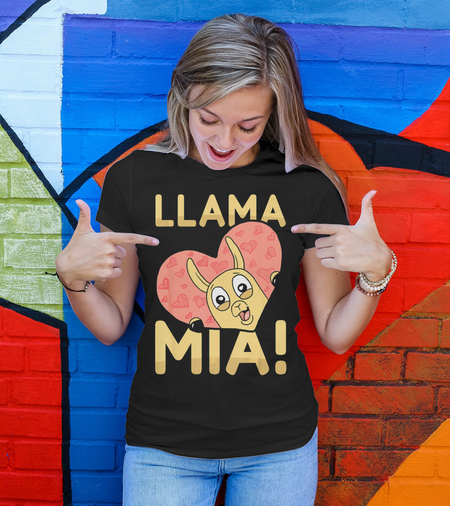 Llama Mia Love Heart Valentine's Day T-Shirt