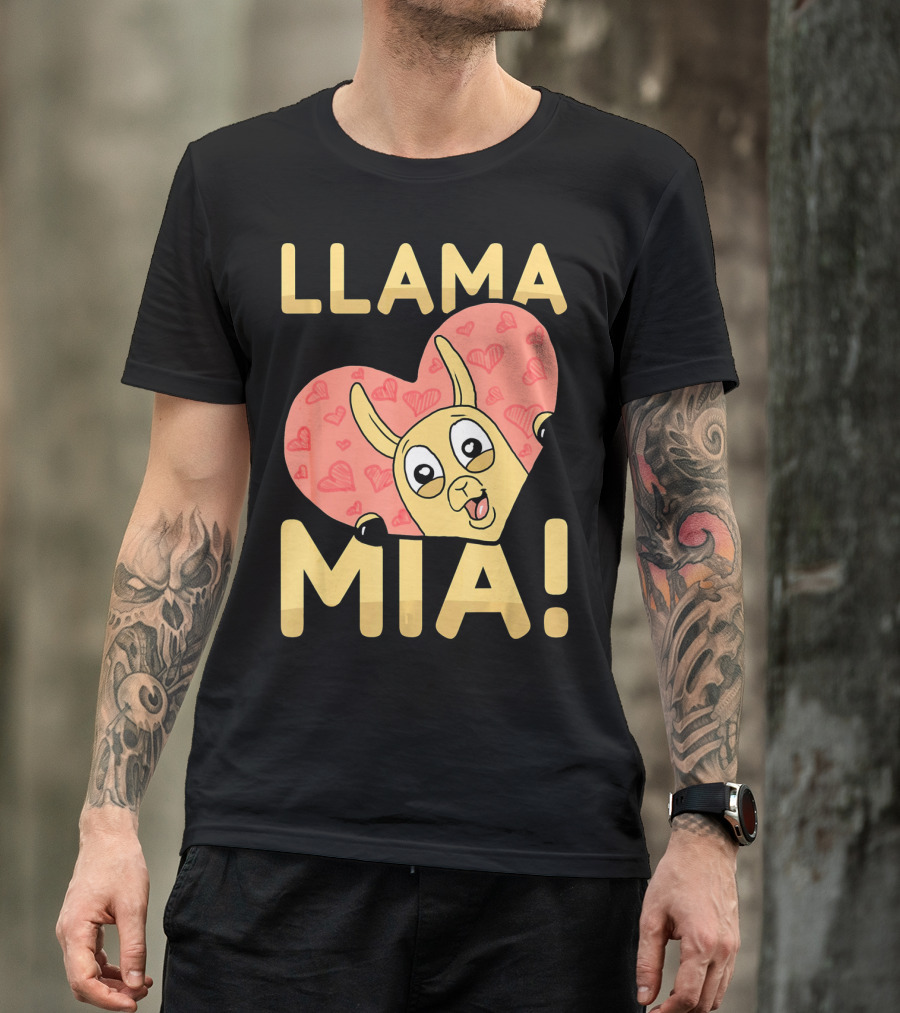 Llama Mia Love Heart Valentine's Day T-Shirt