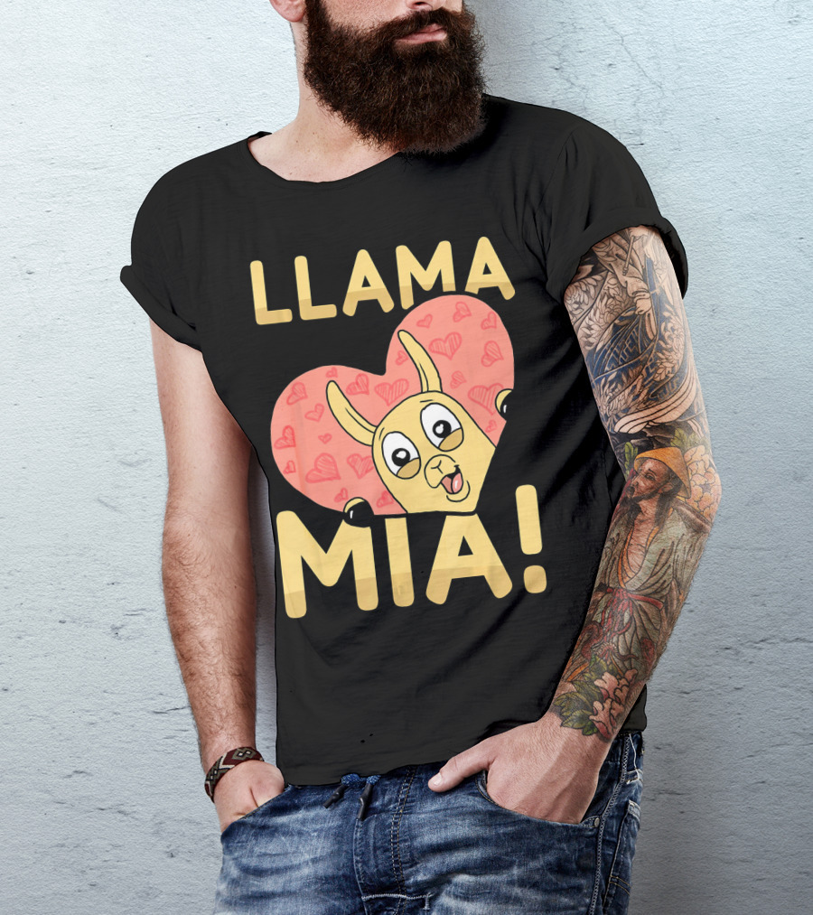 Llama Mia Love Heart Valentine's Day T-Shirt