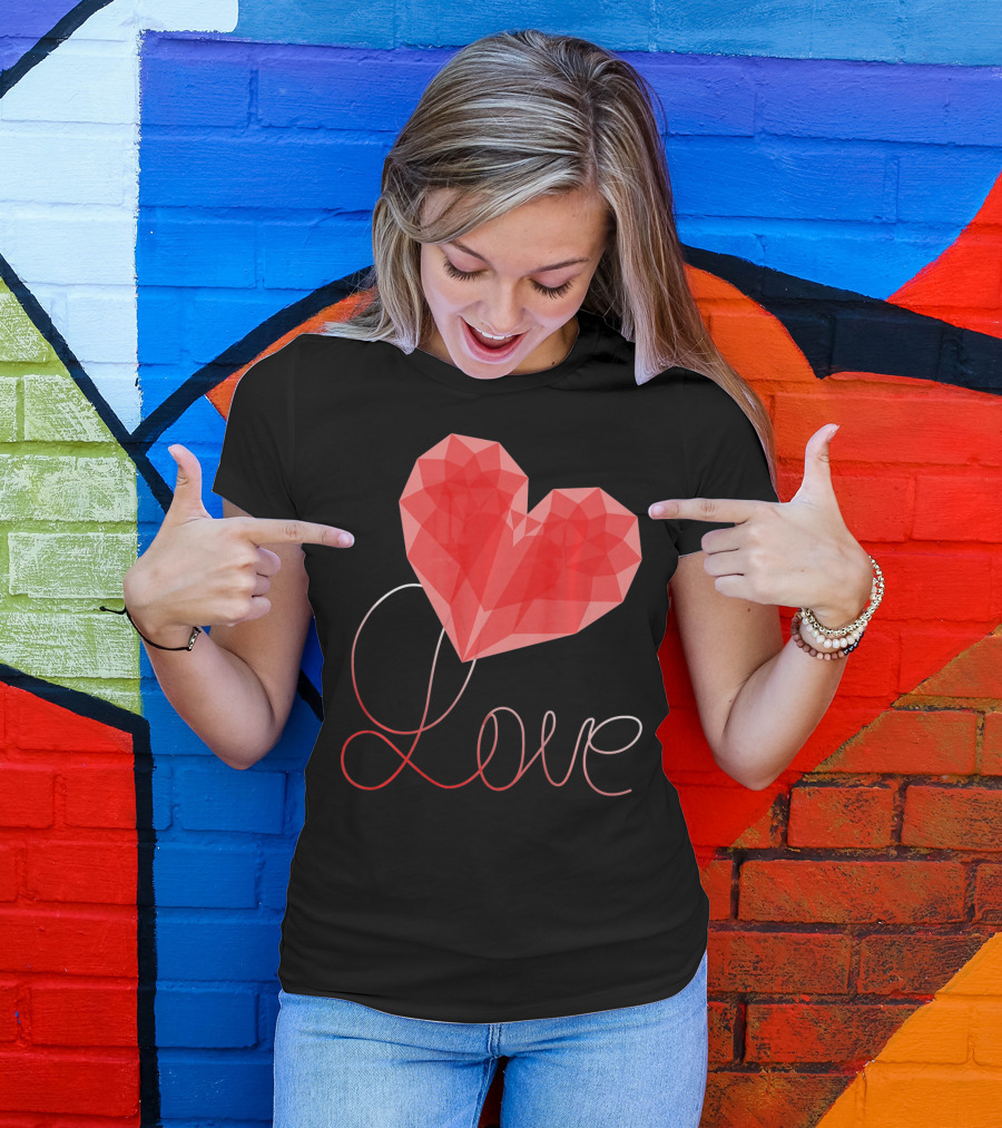 Love Heart Valentin Geometric T-Shirt
