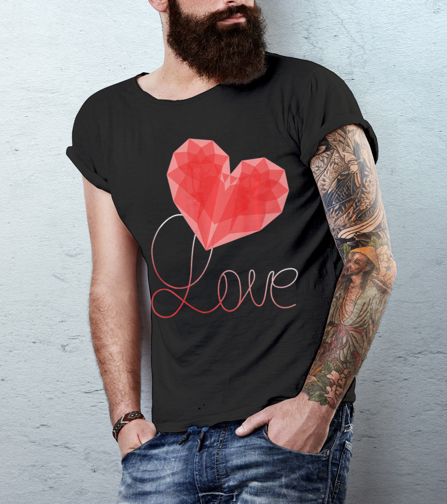 Love Heart Valentin Geometric T-Shirt