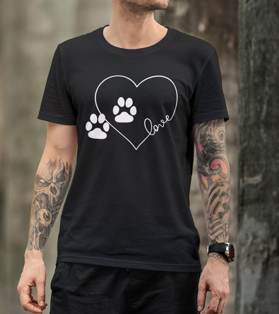 Love Paw Prints Heart T-Shirt