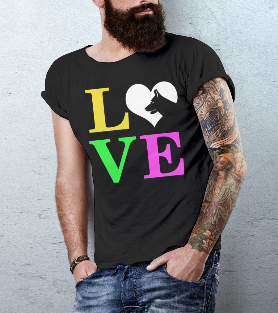Love German Shepherd Mom Valentines Long Heart T-Shirt