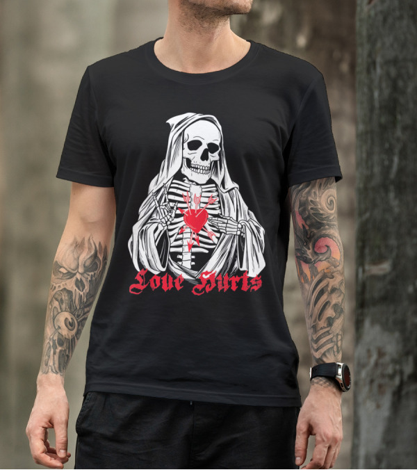 Love Hurts Grim Reaper Skull Heart Arrows Death T-Shirt