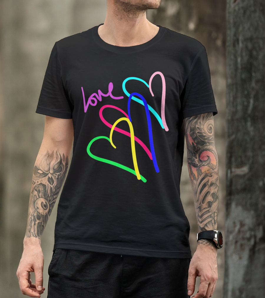 Love Neon Rainbow Hearts Connection Vale T-Shirt
