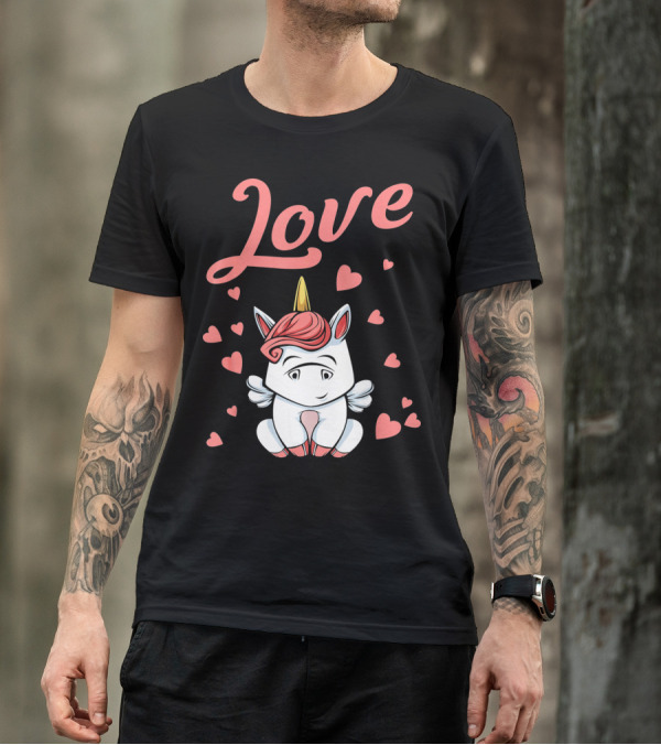 Love Unicorn Funny Valentines Day Hearts T-Shirt
