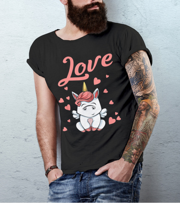 Love Unicorn Funny Valentines Day Hearts T-Shirt