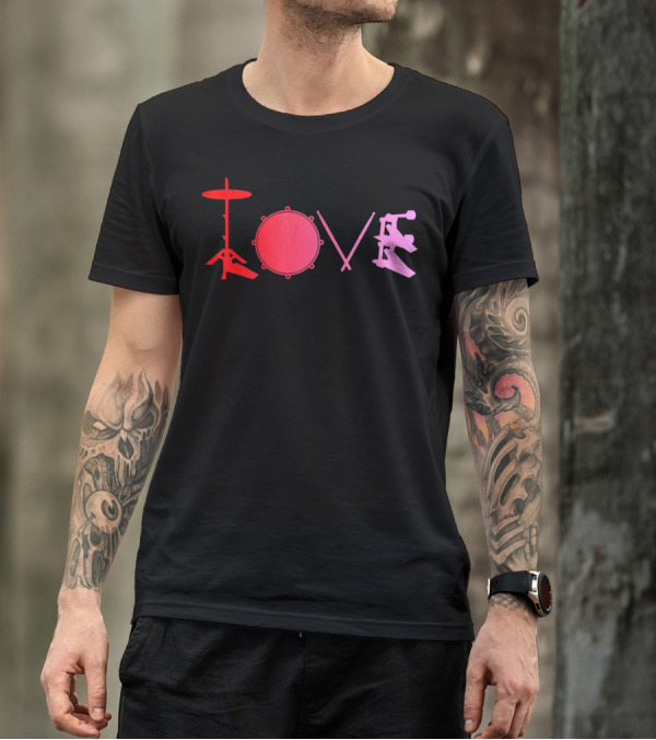 Love Valentines Day Drums Drum Set T-Shirt
