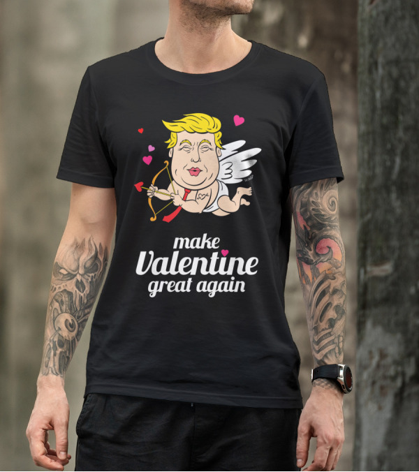 Make Valentine Great Again Cupid With Bow And Hearts T-Shirt
