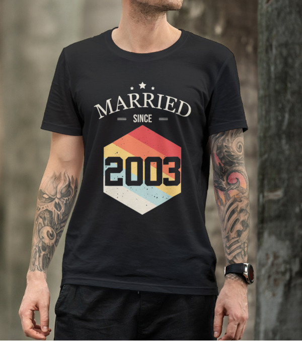 Married Since 2003 Vintage Stripes Retro Valentine's T-Shirt