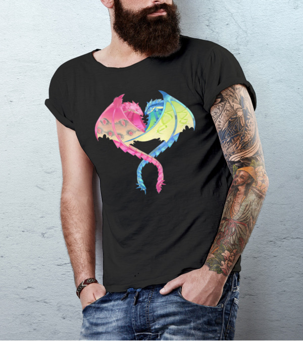 Monster Hunter Valentine Pink And Blue Dragon Heart T-Shirt