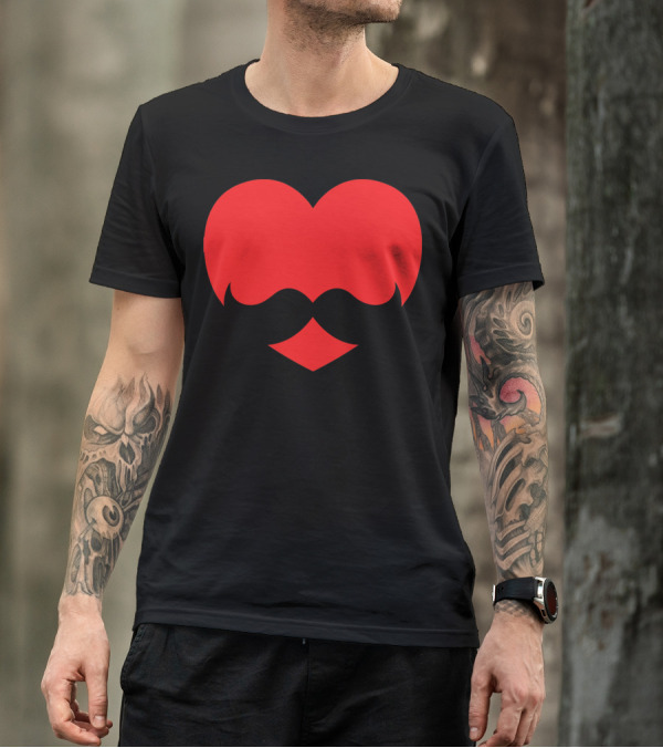Mustache Heart Valentines Boy Red Mustache Heart T-Shirt