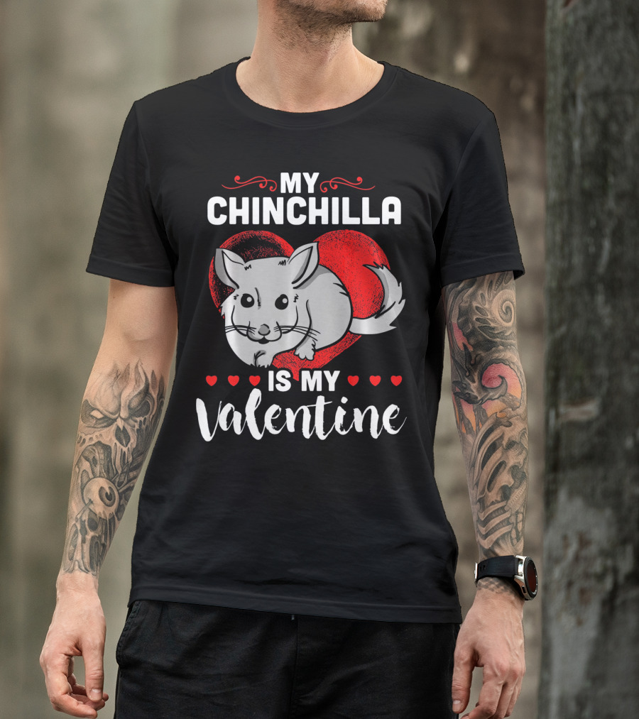 My Chinchilla Is My Valentine Red Heart T-Shirt