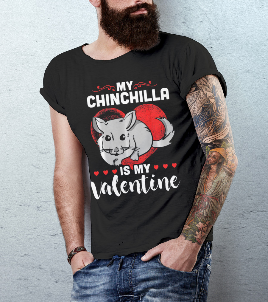 My Chinchilla Is My Valentine Red Heart T-Shirt