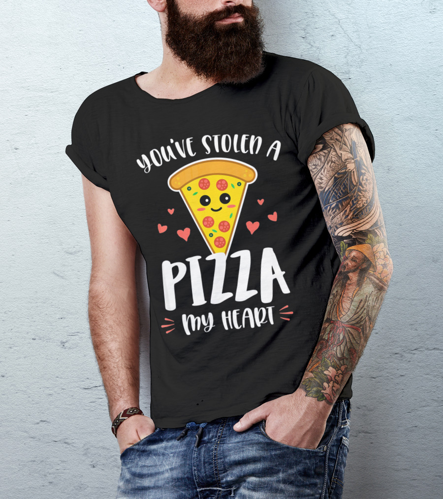 You've Stolen A Pizza My Heart Valentine's Cute Pizza Slice Hearts T-Shirt
