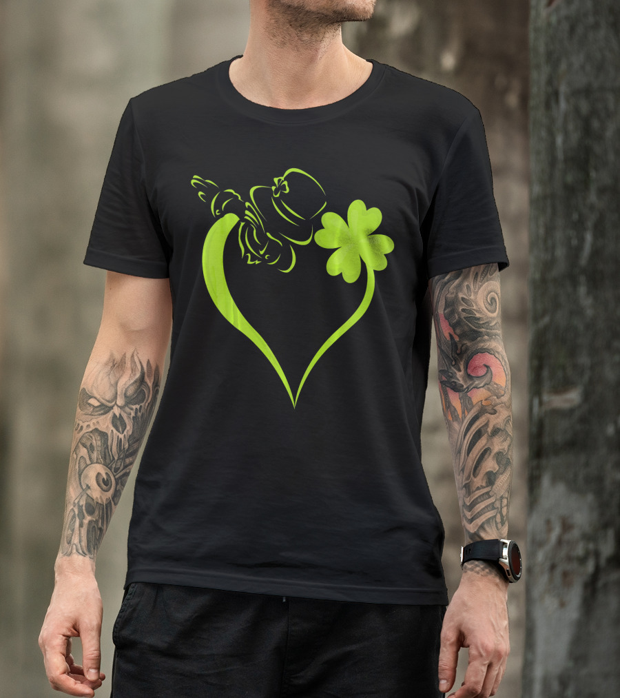 Dabbing Leprechaun Heart Shamrock St Patrick's T-Shirt