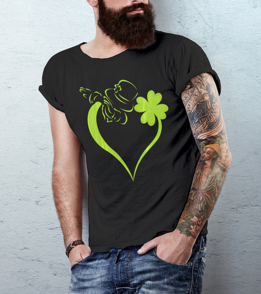 Dabbing Leprechaun Heart Shamrock St Patrick's T-Shirt