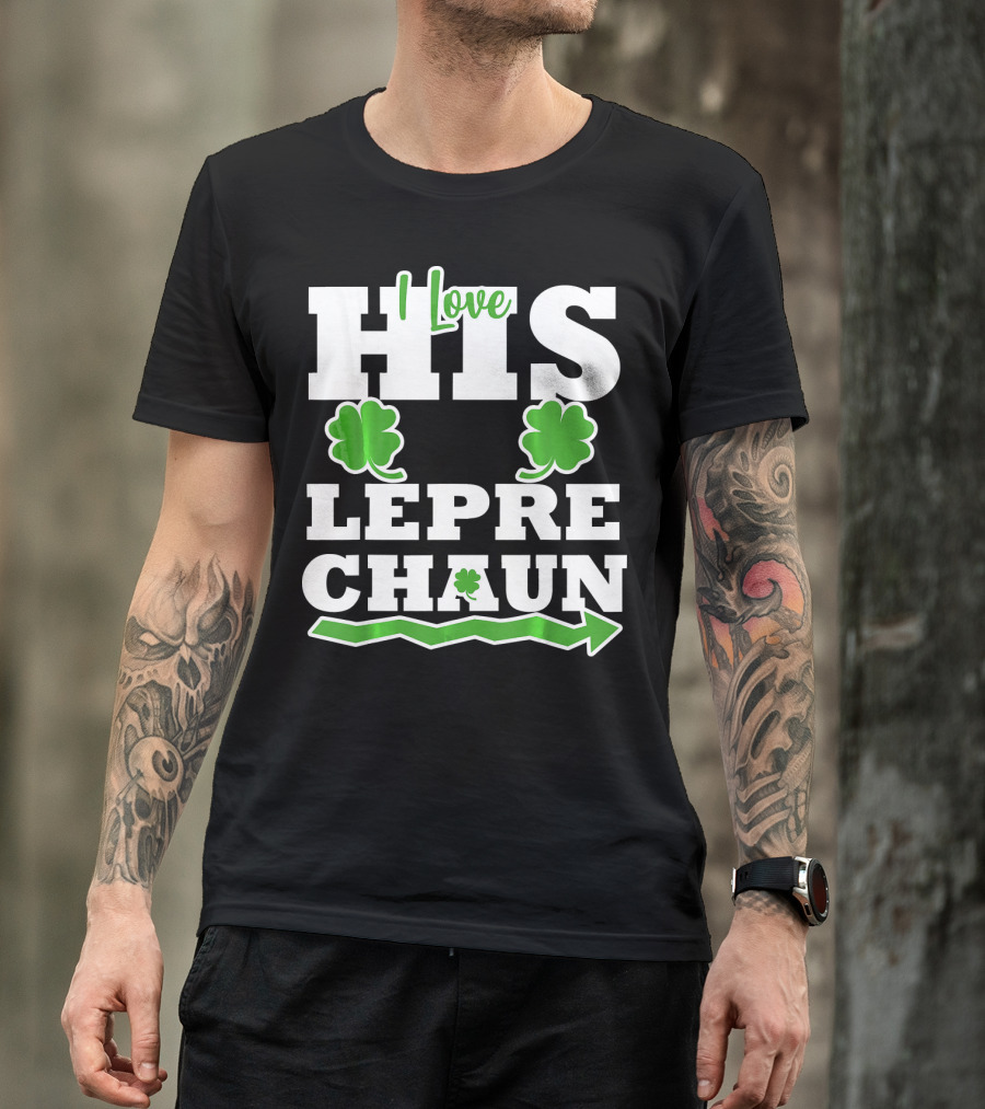 St Patricks Day Couples Love His Leprechaun Shamrock Arrow T-Shirt