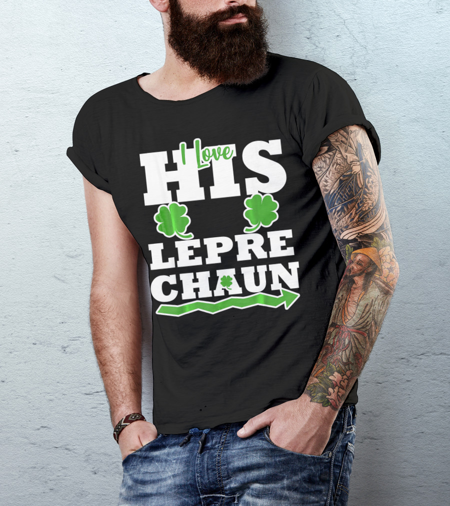 St Patricks Day Couples Love His Leprechaun Shamrock Arrow T-Shirt